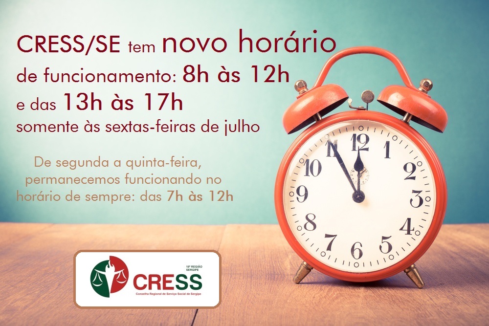 CRESS/SE tem novo horário de funcionamento às sextas-feiras