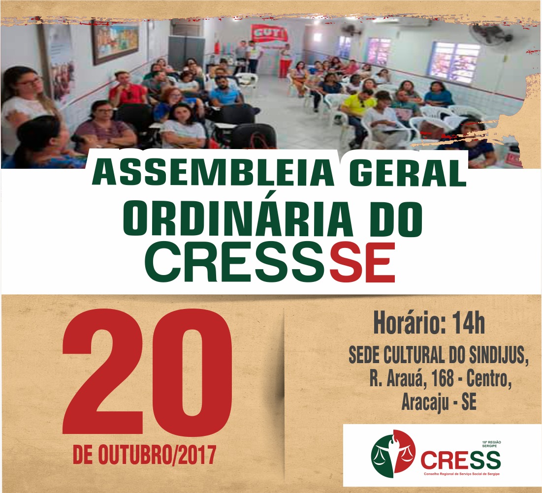 CRESS Sergipe convoca categoria para assembleia geral