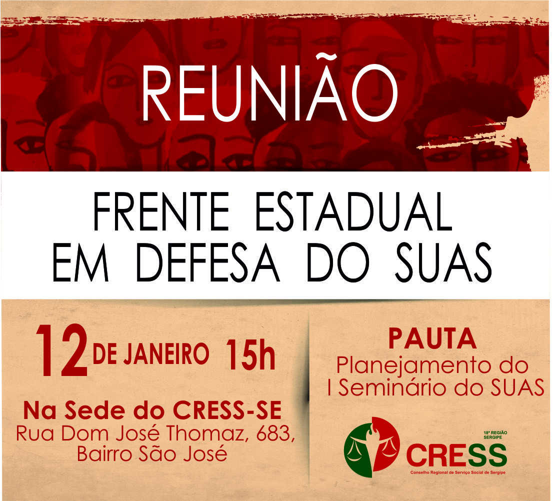 CRESS Sergipe convida para reunião da Frente em Defesa do SUAS