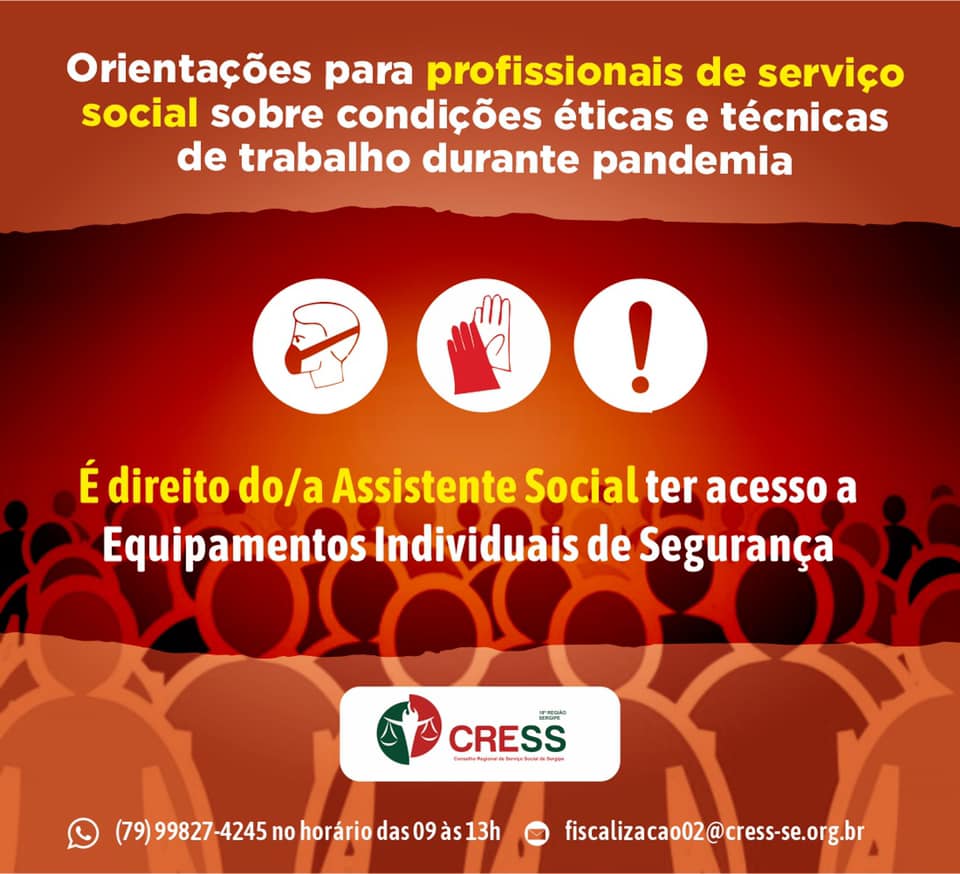O CRESS Sergipe está atento às condições éticas e técnicas de trabalho durante pandemia!