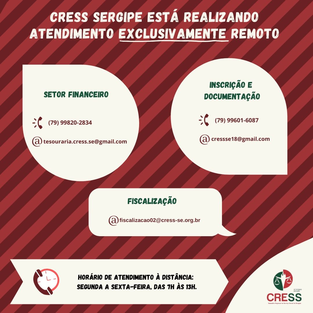 CRESS Sergipe está realizando atendimento remoto