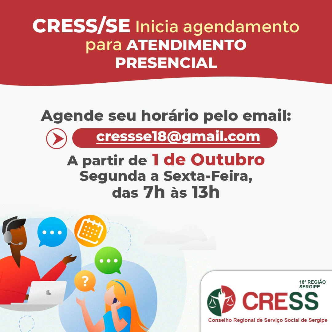 CRESS/SE inicia agendamento para atendimento presencial