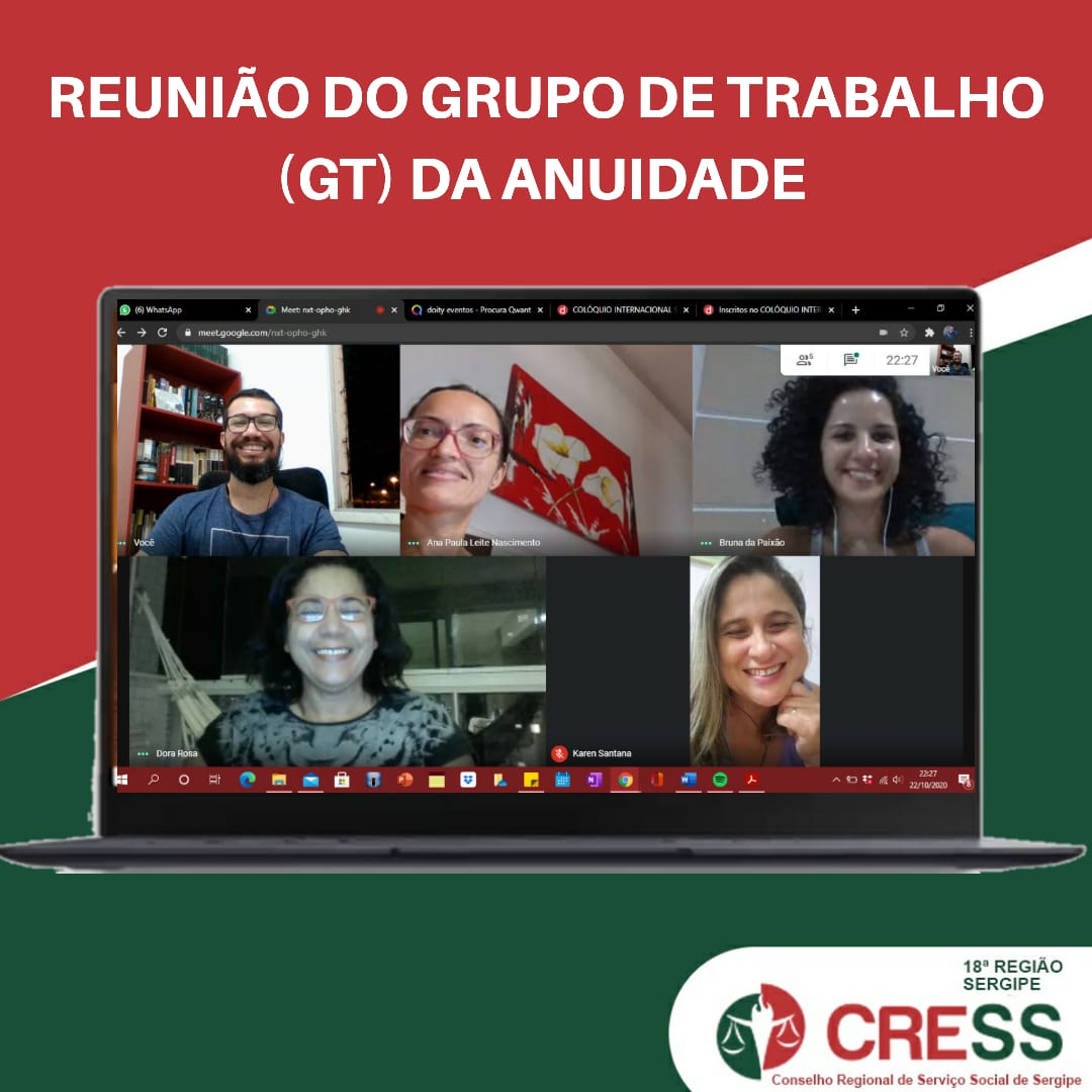 GT da Anuidade encerra debate sobre as análises da anuidade, das despesas e receitas e inadimplência do CRESS/SE