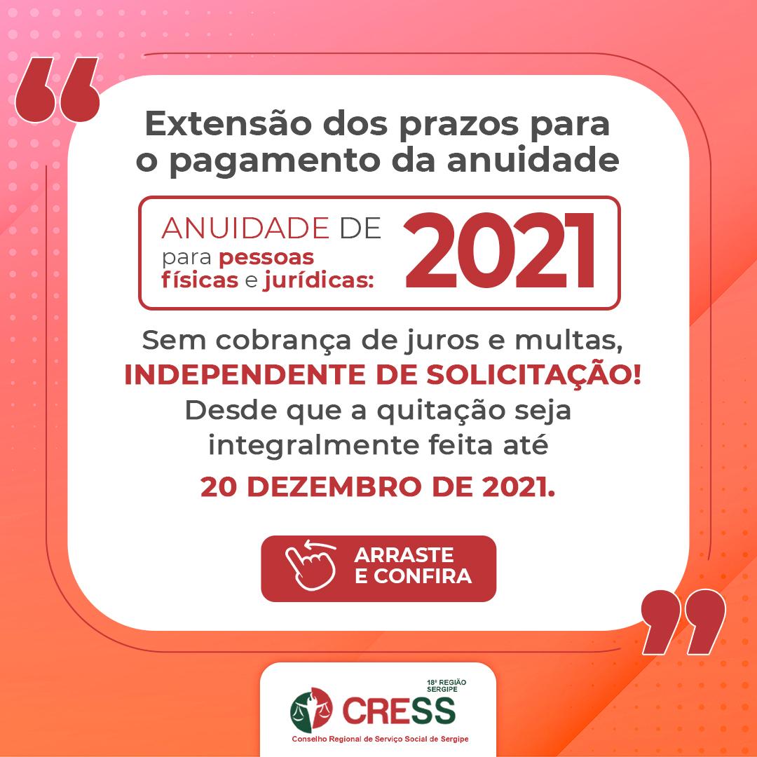 CRESS Sergipe informa prorrogação dos prazos para pagamento da anuidade