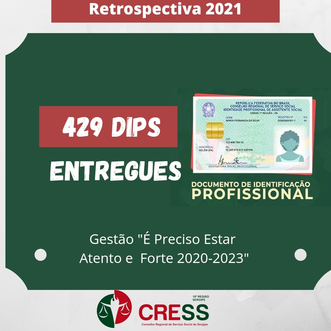 CRESS-SE entregou 429 DIPs em 2021
