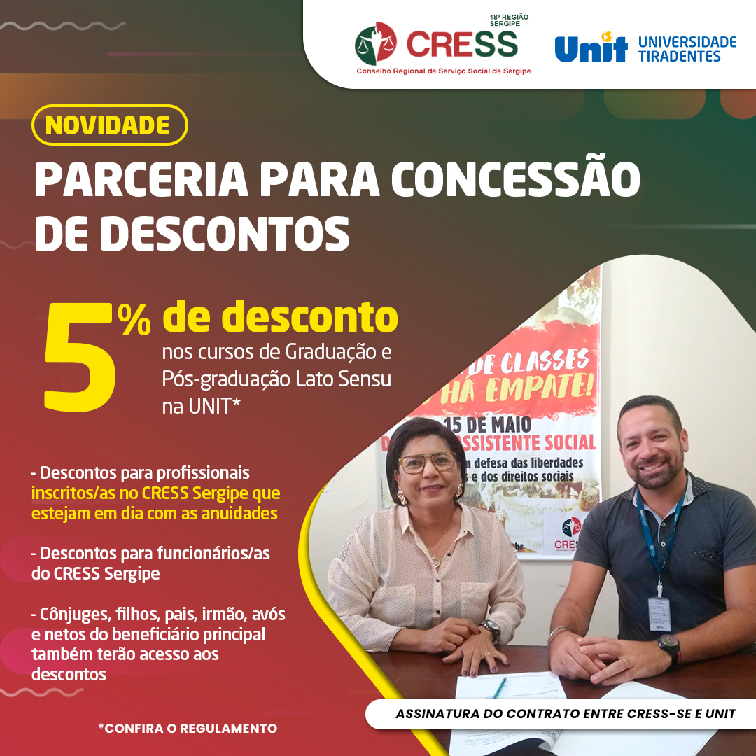 CRESS Sergipe firma parceria com Universidade Tiradentes para concessão de descontos