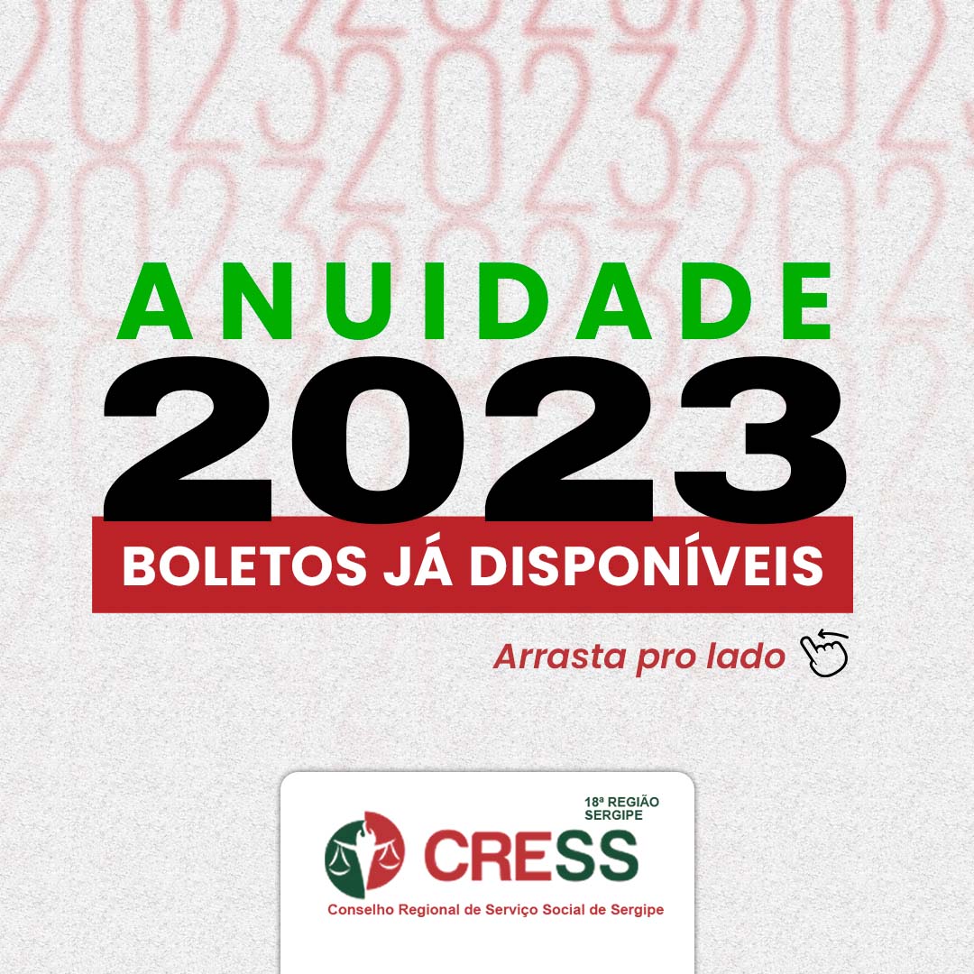 CRESS Sergipe divulga informações da ANUIDADE 2023