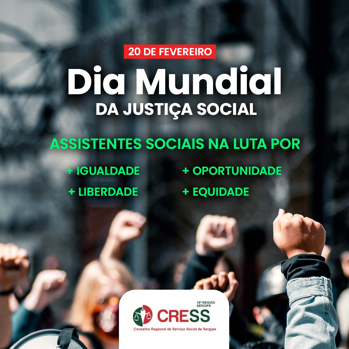 Dia Mundial da Justiça Social: CRESS-SE reforça defesa da Justiça Social