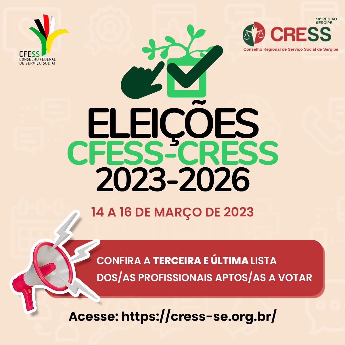 Eleições CFESS-CRESS: CRESS-SE divulga última lista de profissionais aptos/as a votar