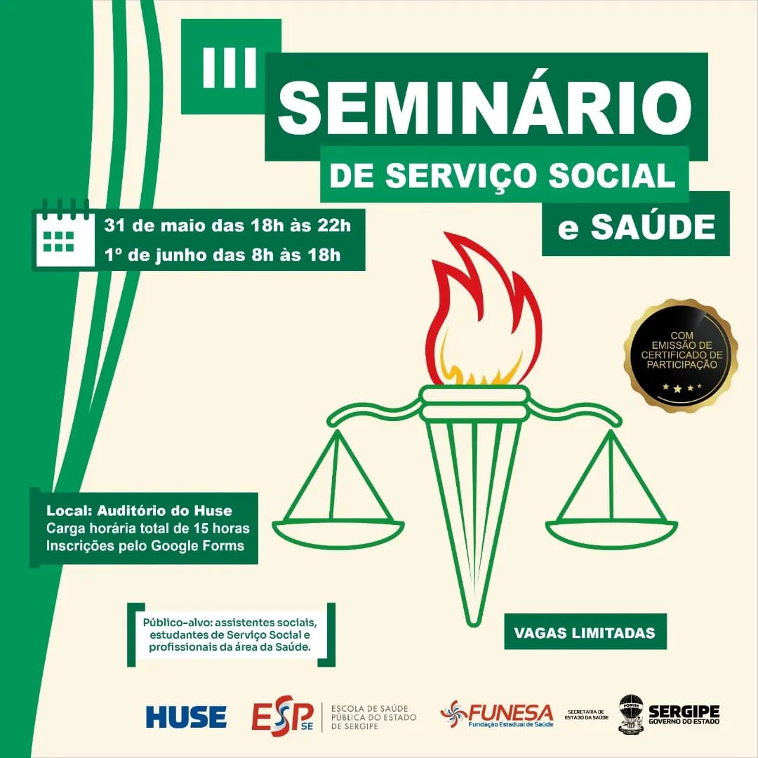 CRESS-SE participa e divulga III Seminário de Serviço Social e Saúde: inscrições abertas
