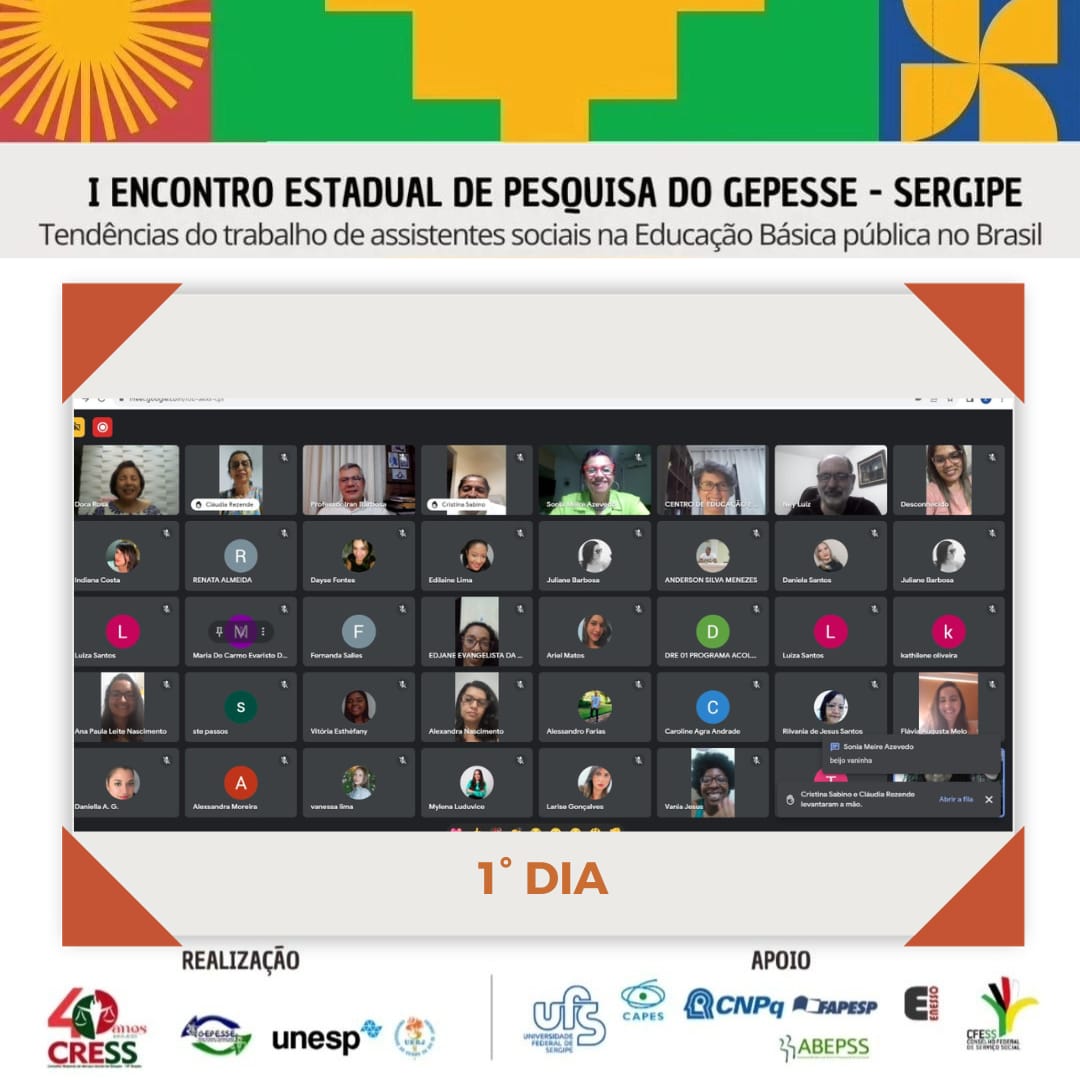 CRESS-SE e GEPESSE promovem I Encontro Estadual de Pesquisa do GEPESSE sobre Serviço Social na Educação em Sergipe