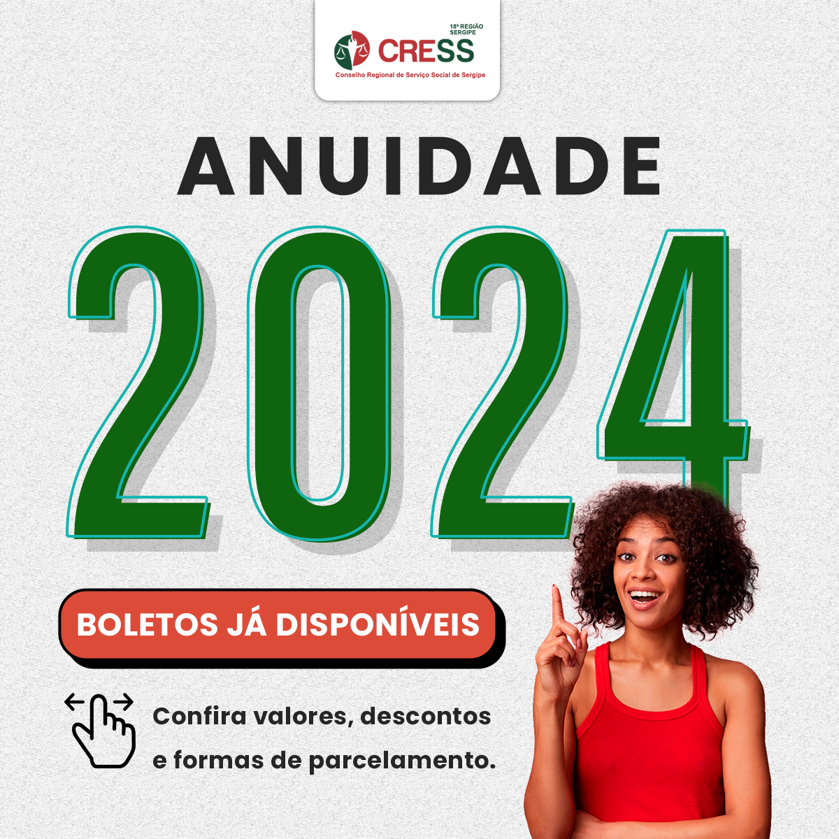 CRESS Sergipe divulga informações da ANUIDADE 2024