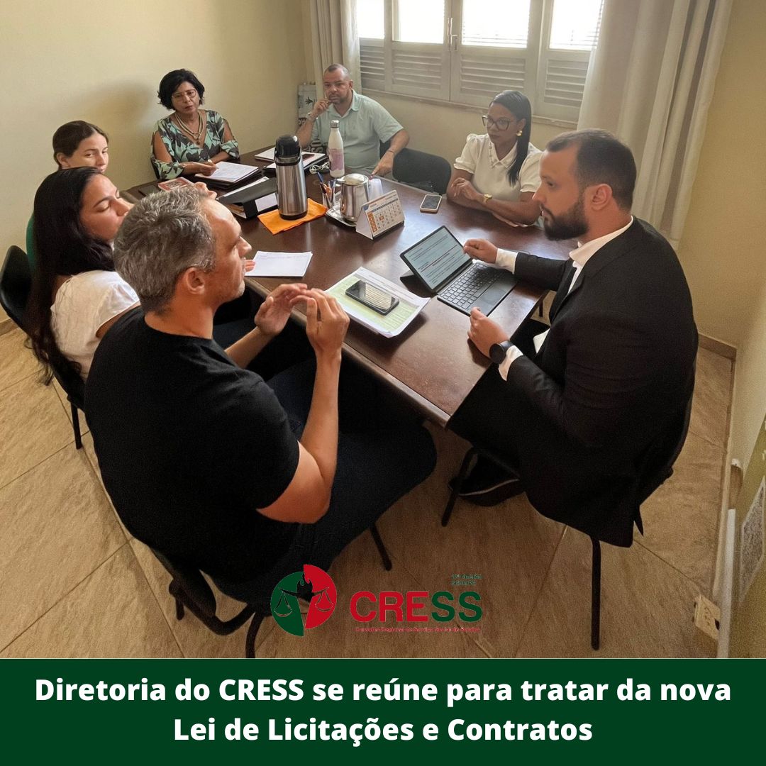 Diretoria do CRESS se reúne para tratar da nova Lei de Licitações e Contratos Administrativos