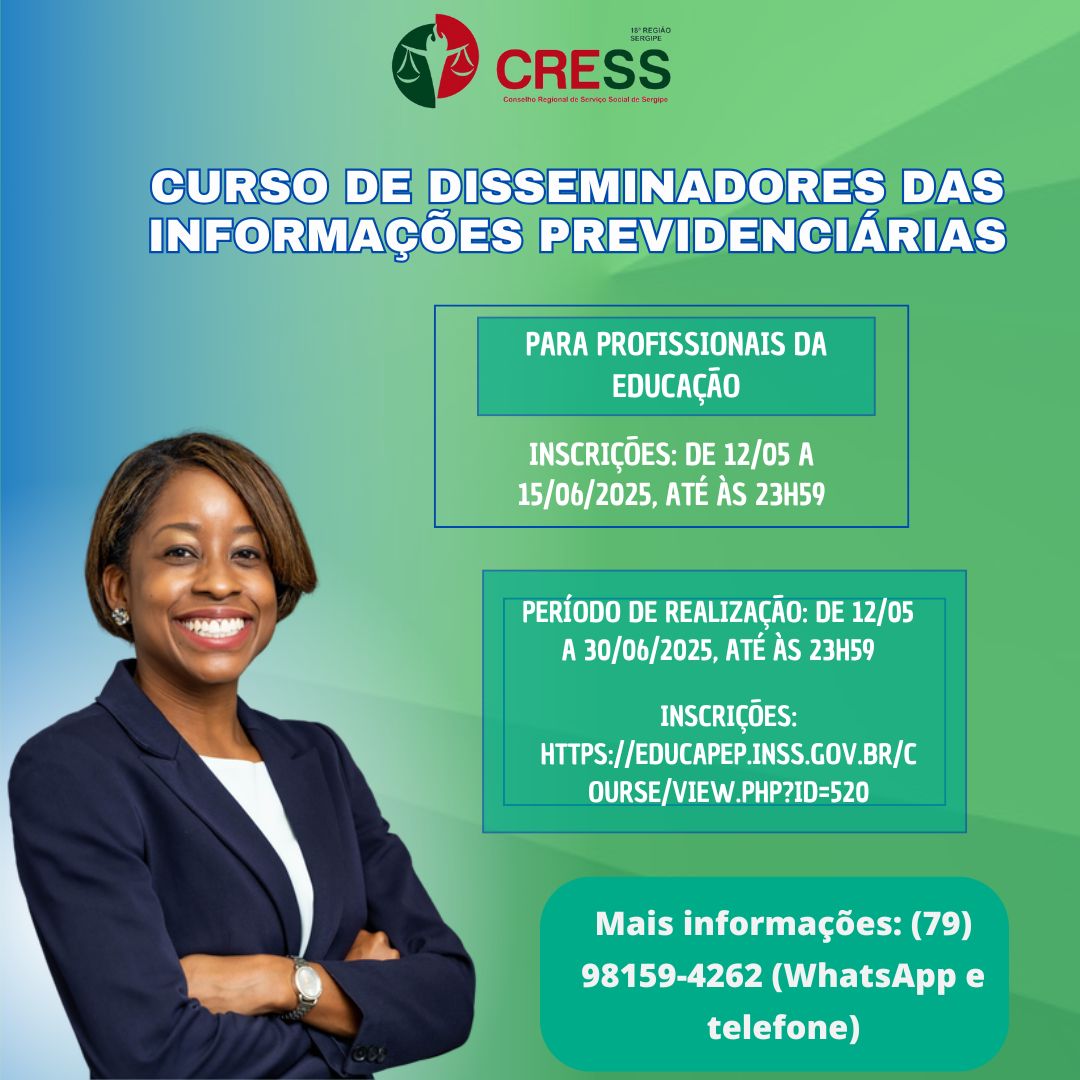 CRESS Sergipe firma parceria com INSS para curso sobre informações previdenciárias