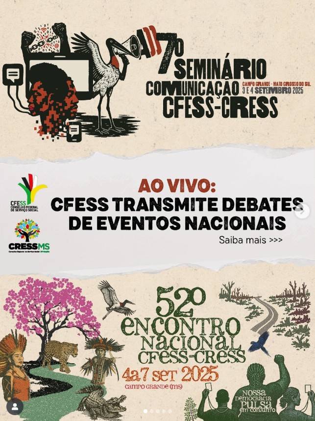 Vêm aí o 7º Seminário Nacional de Comunicação e o 52º Encontro Nacional do Conjunto CFESS-CRESS