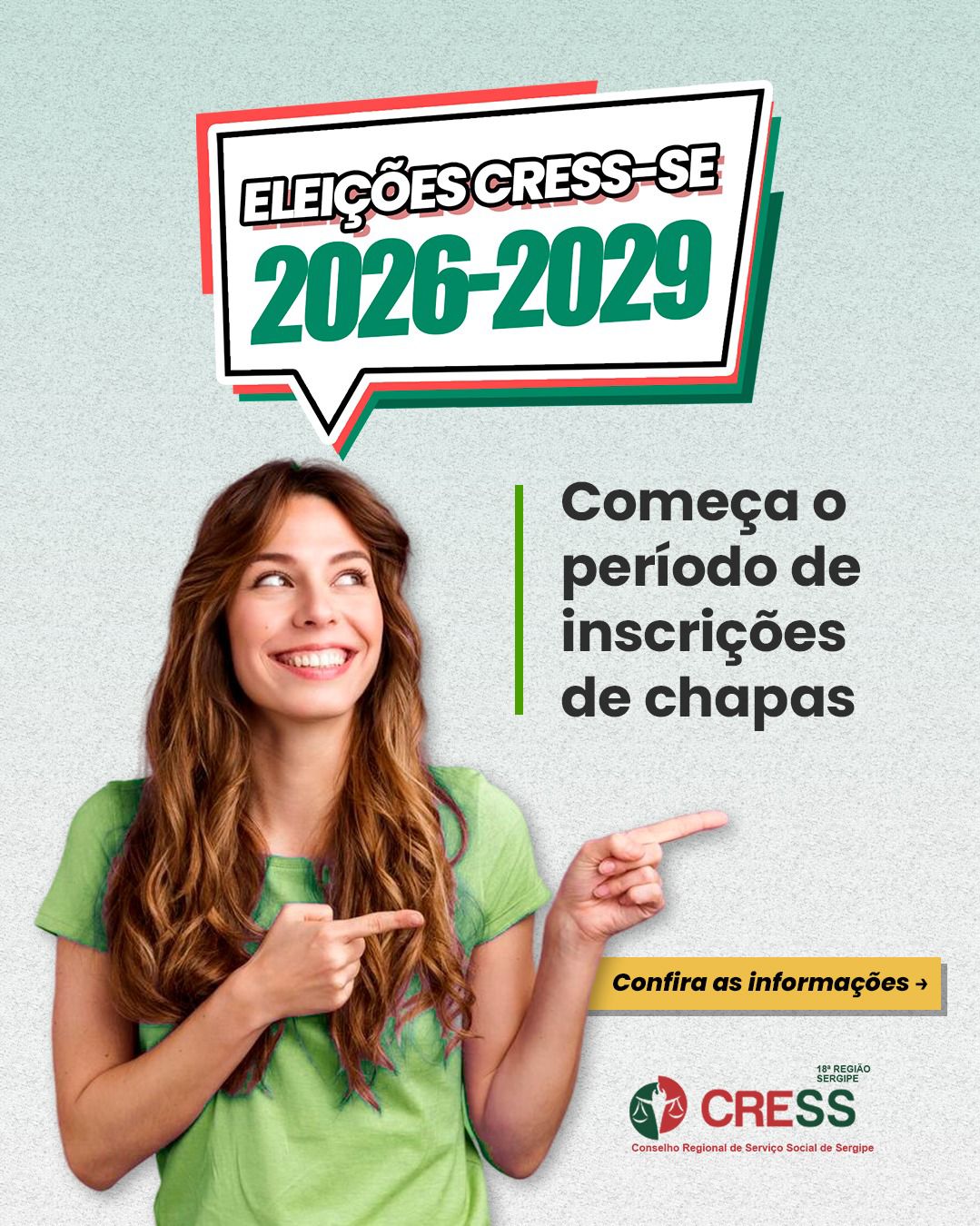Começa hoje o prazo para inscrição de chapas para as Eleições do Conjunto CFESS/CRESS – Gestão 2026–2029!