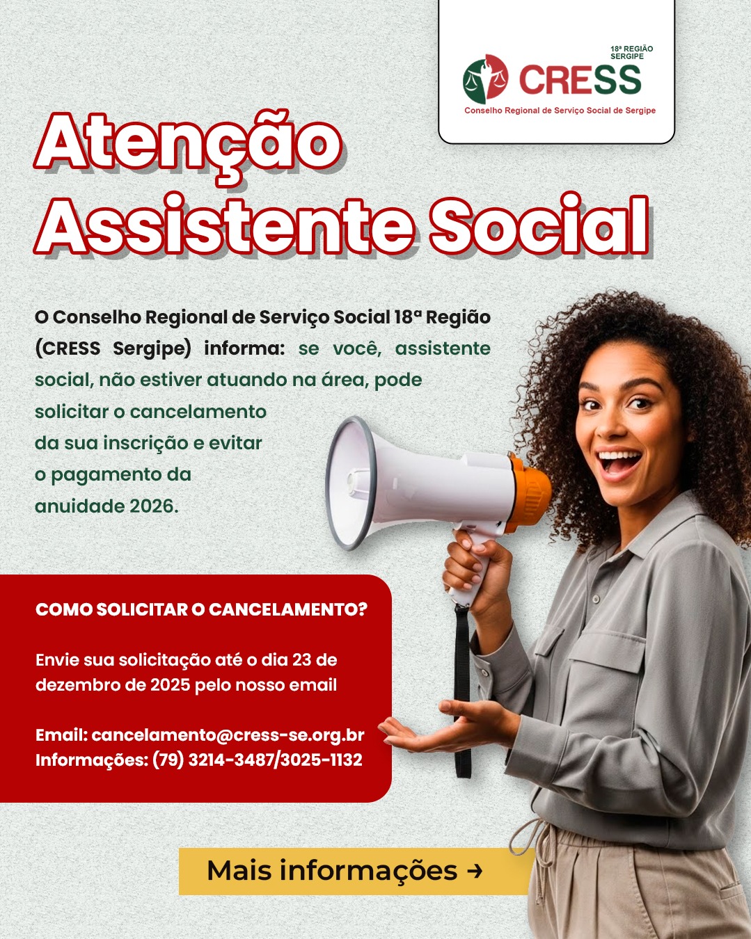 Atenção, Assistente Social: Cancele sua inscrição até o dia 23 de dezembro