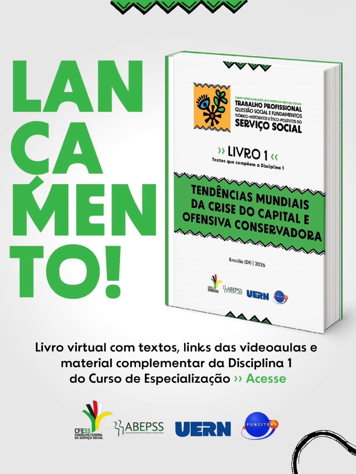 Para socializar o saber: CFESS e Abepss lançam o primeiro livro da 3ª edição do Curso de Especialização