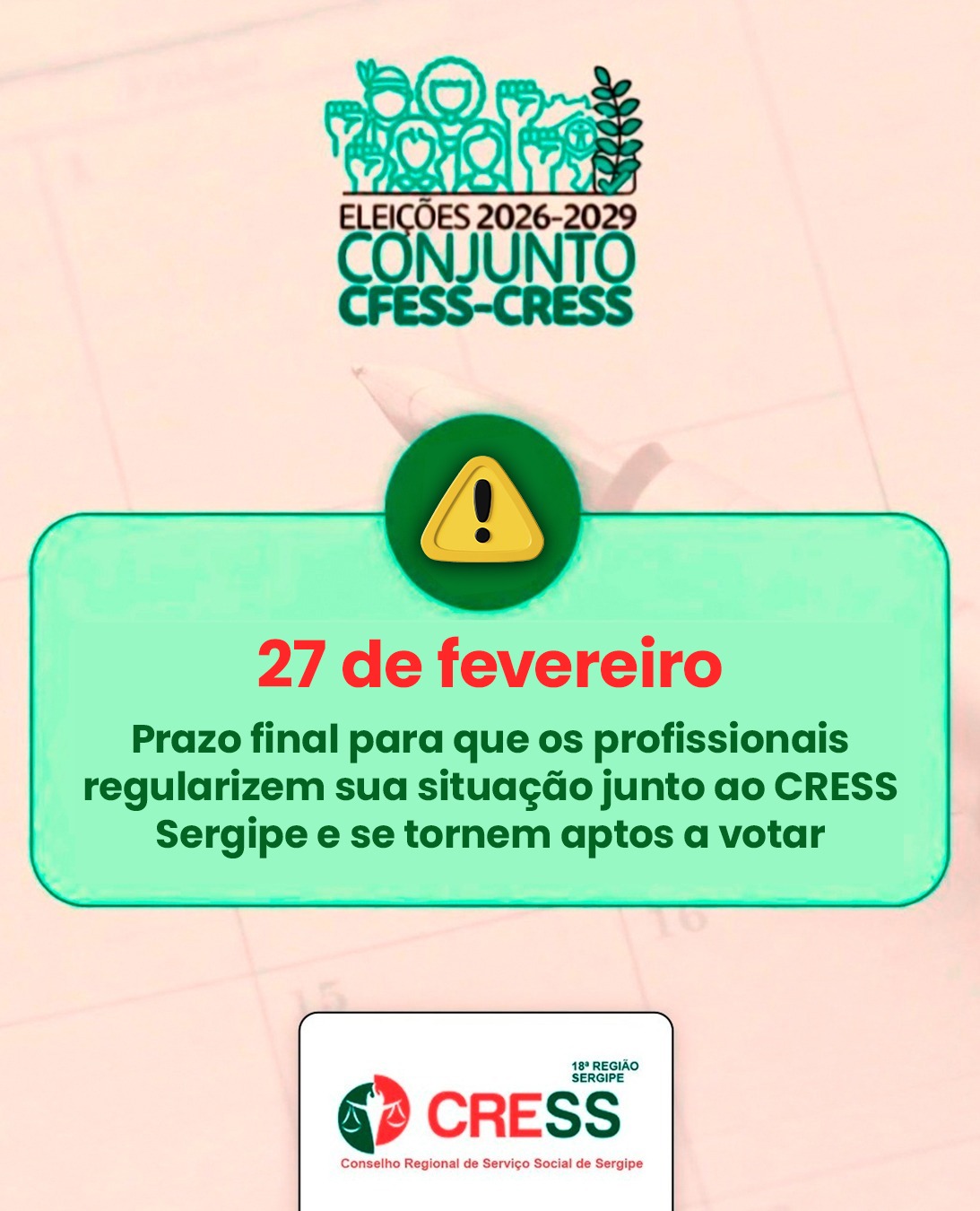 27 de fevereiro: Prazo final para que os profissionais regularizem sua situação junto ao CRESS