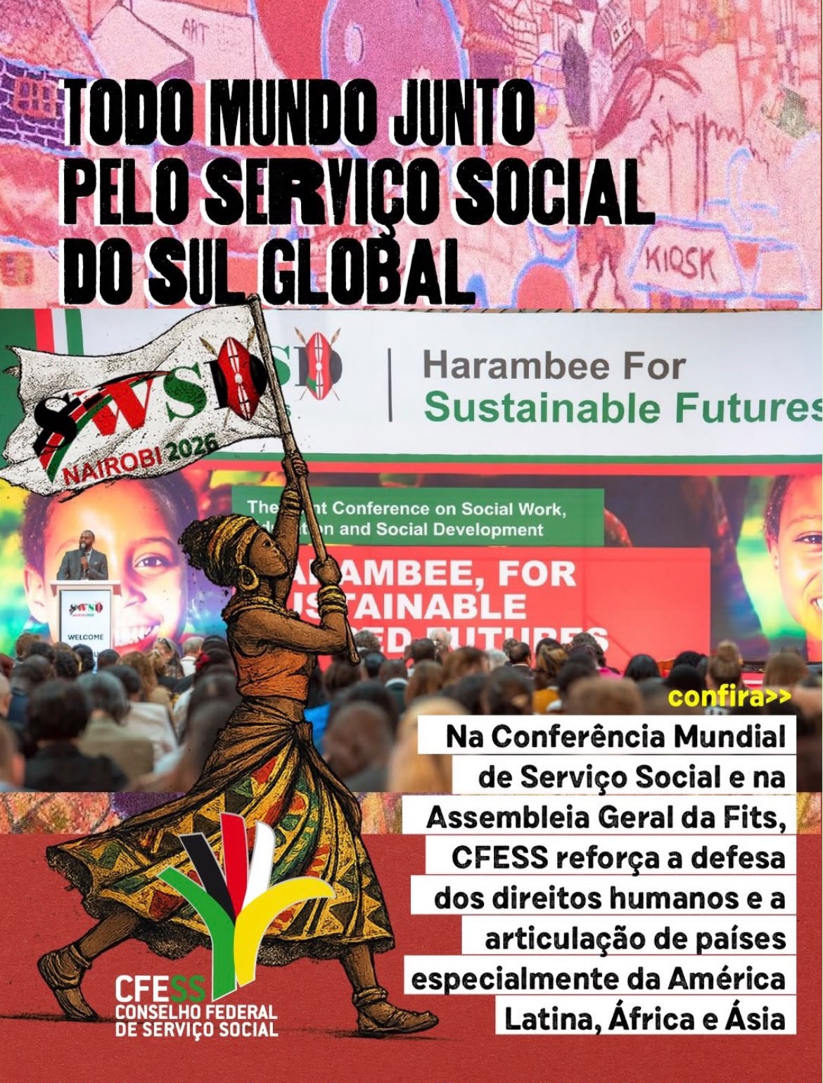 CFESS participa da Conferência Mundial de Serviço Social e da Assembleia Geral da Fits