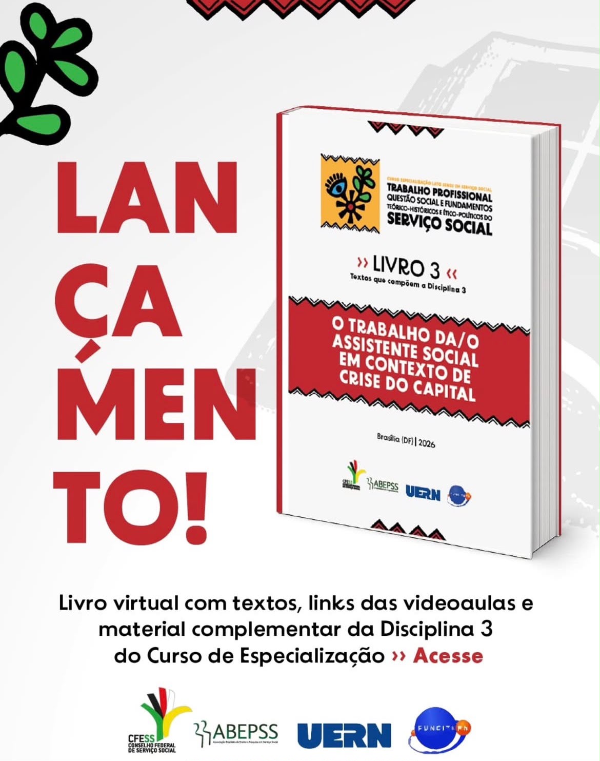 Saiu o terceiro livro do Curso de Especialização em Serviço Social