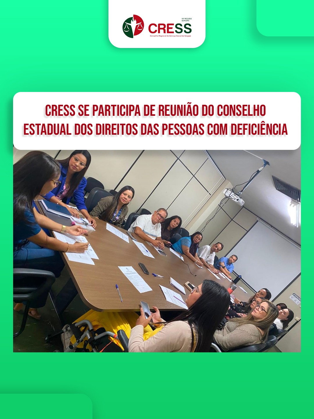 CRESS Sergipe participa de reunião do Conselho Estadual dos Direitos das Pessoas com Deficiência