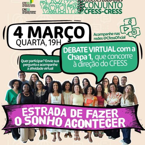 Chapa que concorre às eleições do CFESS responderá perguntas da categoria no dia 4/3 às 19h