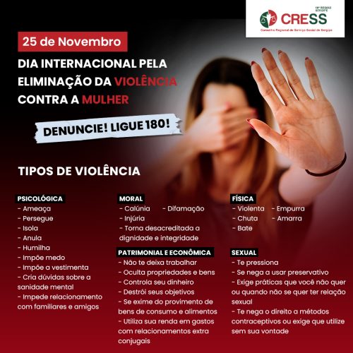 CRESS-SE alerta para tipos de violência contra a mulher