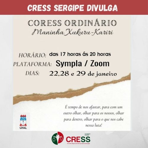 CRESS-SE divulga o CORESS Ordinário
