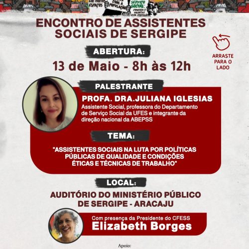 Encontro de Assistentes Sociais de Sergipe inicia nesta sexta (13) em Aracaju; confira programação
