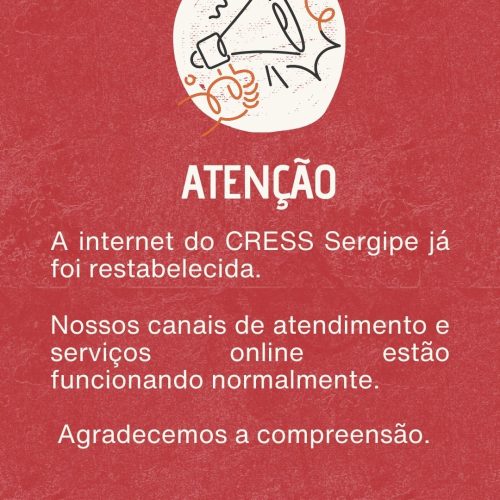 AVISO: A internet do CRESS foi restabelecida
