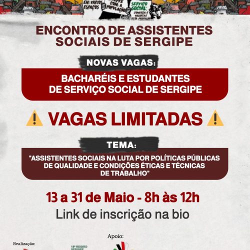 CRESS-SE abre novas vagas de inscrições para Encontro de Assistentes Sociais de Sergipe