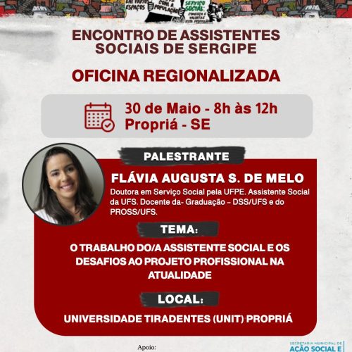Propriá recebe Oficina Regionalizada do CRESS-SE na segunda (30)