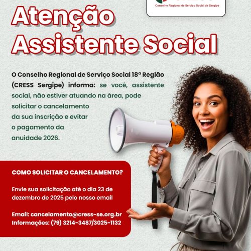 Atenção, Assistente Social: Cancele sua inscrição até o dia 23 de dezembro
