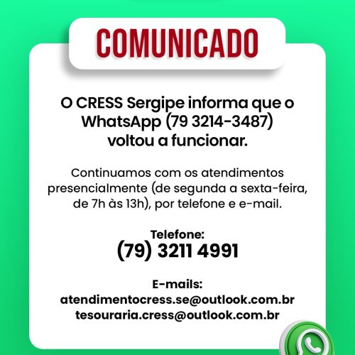COMUNICADO: o WhatsApp voltou a funcionar
