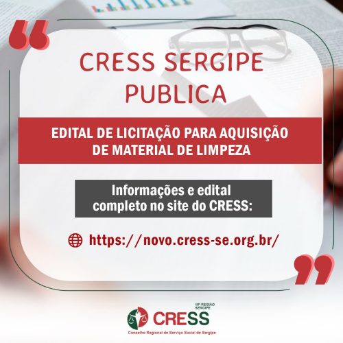 CRESS-SE publica edital de Licitação para compra de material de limpeza